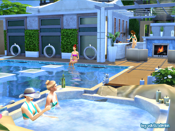 Sims 4 Pool Side house by Waterwoman at Akisima
