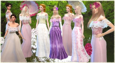Southern Romantic Charm Top, Skirt, Parasol at Mythical Sims