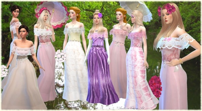 Sims 4 Southern Romantic Charm Top, Skirt, Parasol at Mythical Sims