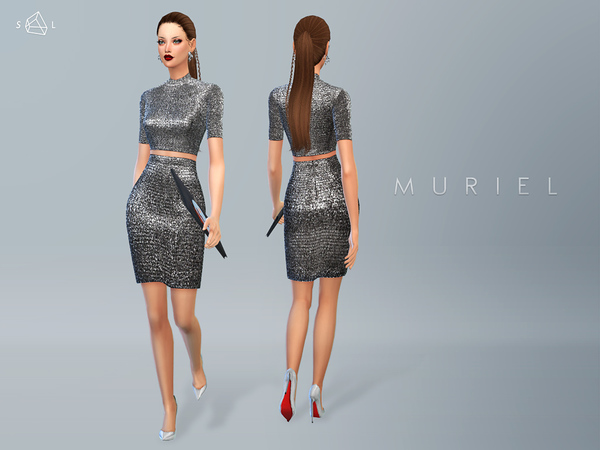 Sims 4 Metallic Silk Dress MURIEL by starlord at TSR