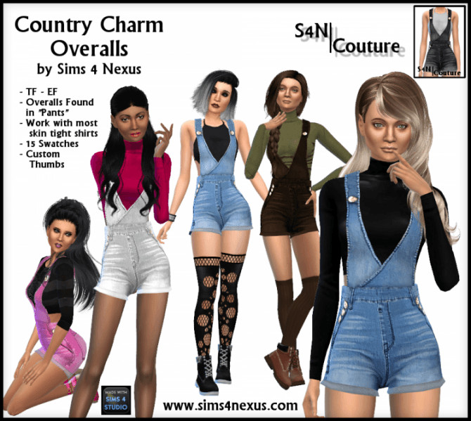 Sims 4 Country Charm Overalls at Sims 4 Nexus