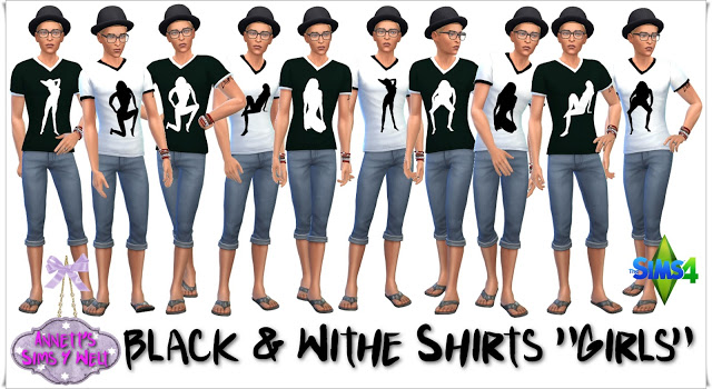 Sims 4 Black & White Shirts at Annett’s Sims 4 Welt