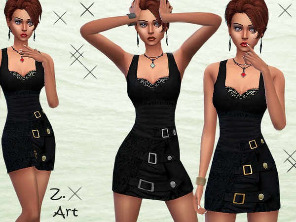 Sims 4 Metal Clasps dress by Zuckerschnute20 at TSR