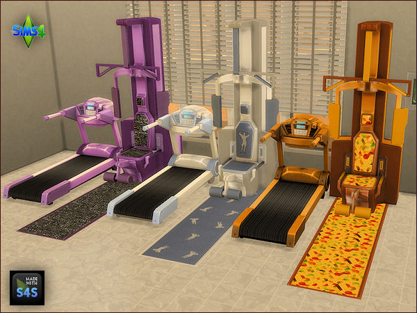 Sims 4 3 gym machines with matching floor mats at Arte Della Vita