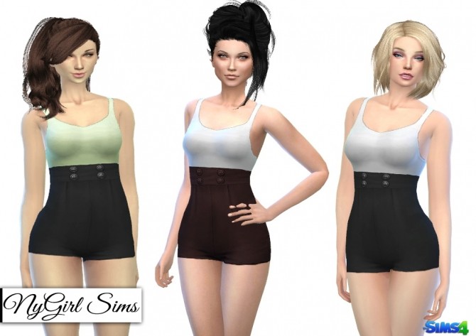 Sims 4 High Waist Racerback Romper at NyGirl Sims