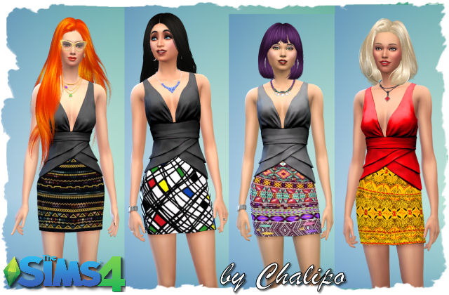 Sims 4 4 Summer Dresses by Chalipo at All 4 Sims