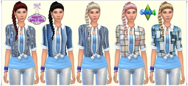 Sims 4 Jeans Blouse Patchwork at Annett’s Sims 4 Welt