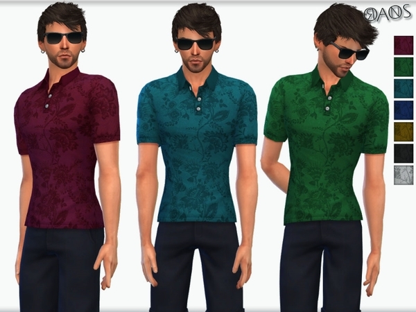 Sims 4 Floral Polo Shirt by OranosTR at TSR