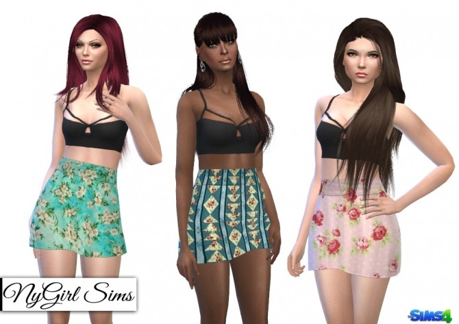 Sims 4 Strappy Black Bralette Two Piece Dress at NyGirl Sims