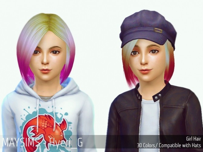 Sims 4 Hyeri G hair for girls at May Sims
