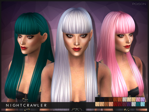 Sims 4 Poison hair by Nightcrawler at TSR