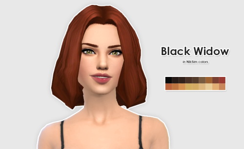 Sims 4 Primadonna & Co. Black Widow Hair in NikSim Colors at ELLESMEA