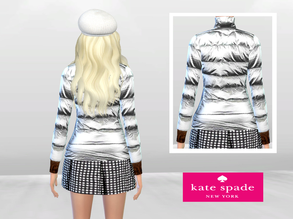 Sims 4 Bomber Silver Puffer Jacket by McLayneSims at TSR