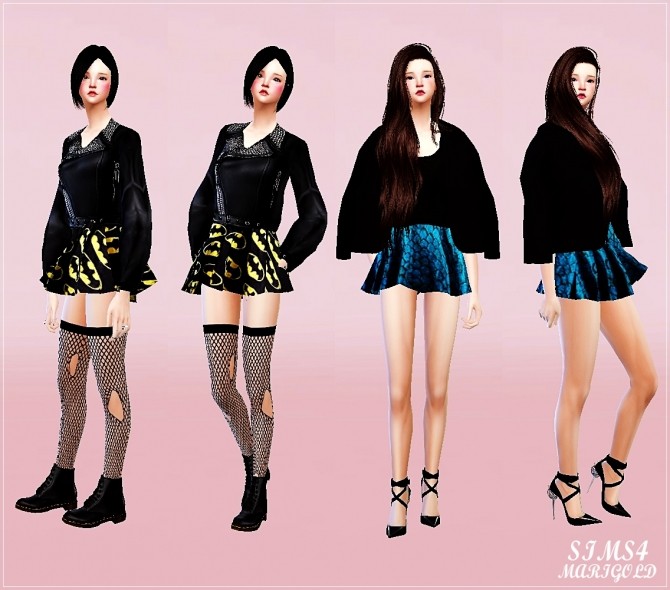 Sims 4 Hot flared mini skirt at Marigold