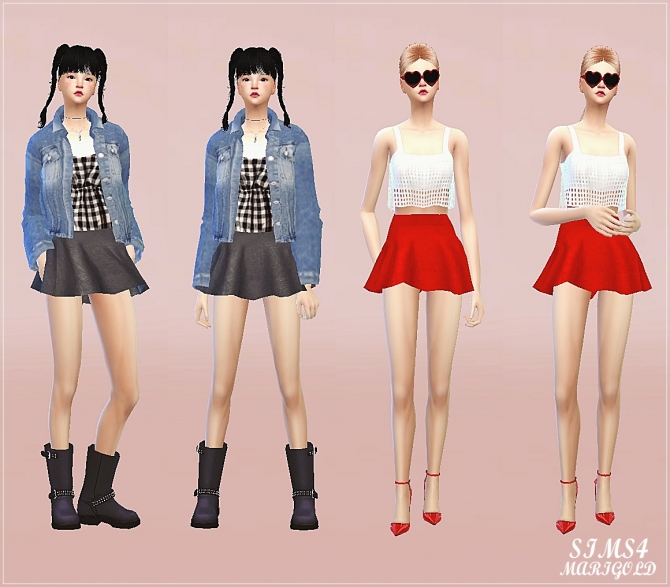 Hot flared mini skirt at Marigold » Sims 4 Updates