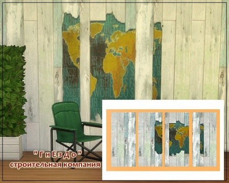 World map mural at Sims by Mulena