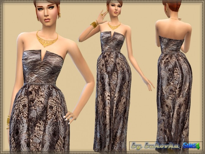 Sims 4 Brocade Dress by bukovka at TSR