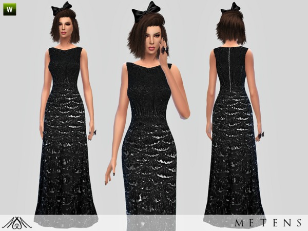 Sims 4 Black Mermaid Gown by Metens at TSR
