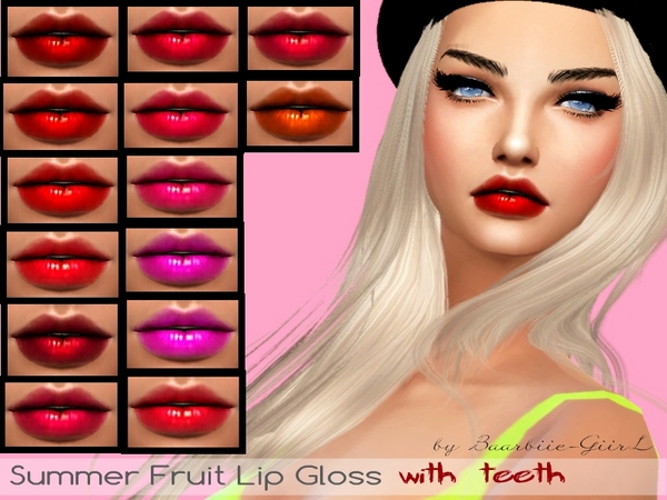 Sims 4 Summer Fruit Lipgloss with Teeth by Baarbiie GiirL at TSR