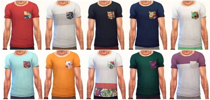 Sims 4 Patterned Pocket Tee at Down in Simsland