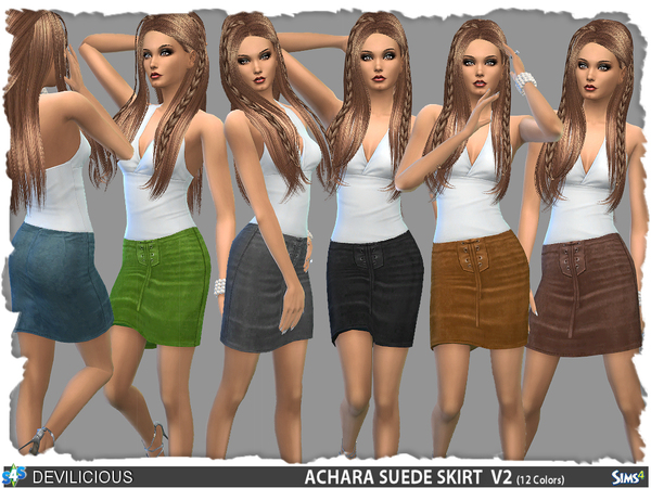 Sims 4 Achara Suede Skirts Set by Devilicious at TSR