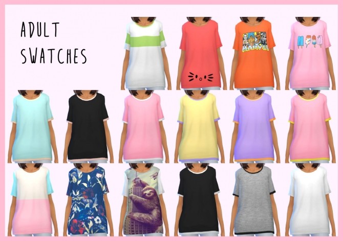 Sims 4 Oversized t shirts all ages at Dani Paradise
