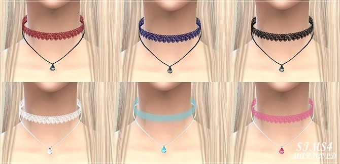 Sims 4 Lace choker double necklace at Marigold