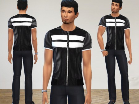 Black Leather T-Shirt by Puresim at TSR » Sims 4 Updates