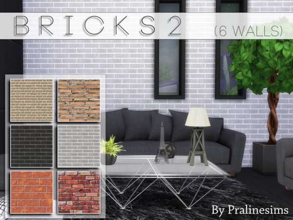 Sims 4 Bricks 2 walls by Pralinesims at TSR