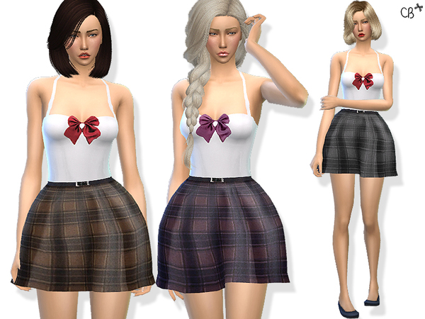 Sims 4 School uniform dress by CherryBerrySim at TSR