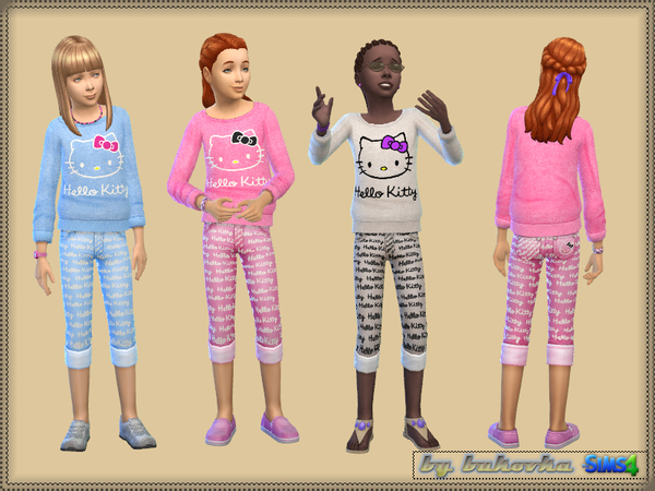 Sims 4 Printed pants and top for girls by bukovka at TSR
