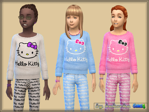 Sims 4 Printed pants and top for girls by bukovka at TSR