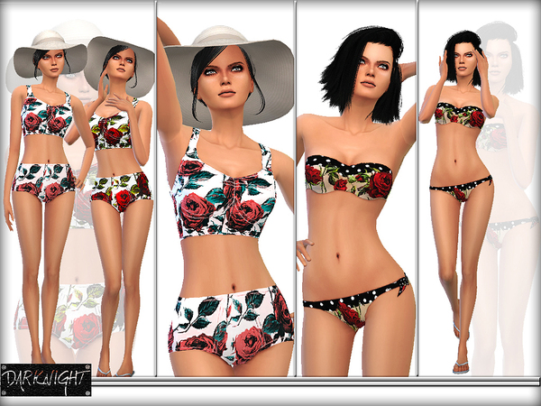 Sims 4 SET 02 Printed Bikini Set by DarkNighTt at TSR
