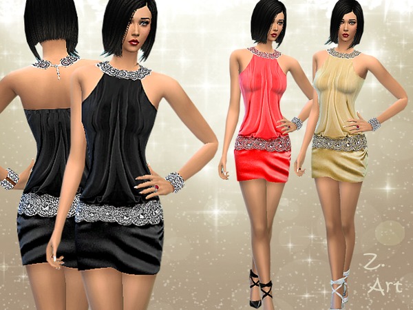 Sims 4 Party Star dress by Zuckerschnute20 at TSR