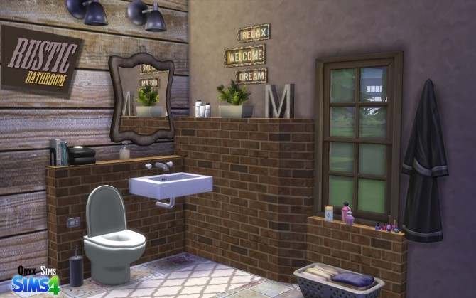 Sims 4 Rustic Bathroom by Kiara at Onyx Sims