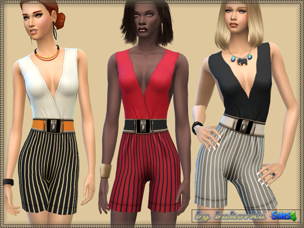 Sims 4 Stripe Jumpsuit by bukovka at TSR