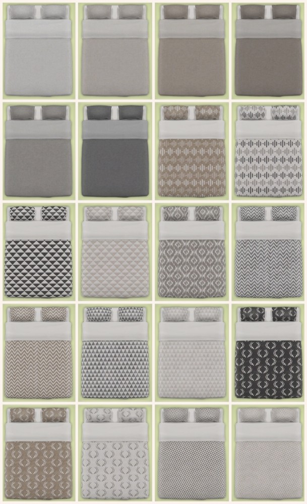 Sims 4 Neutral beddings, blankets and pillows at Simsrocuted