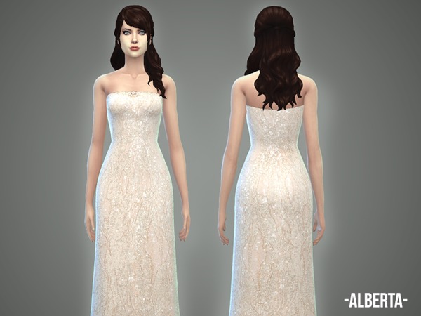 Sims 4 Alberta wedding gown by April at TSR