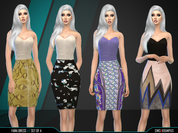 Sims 4 Fana Dress Set of 4 by SIms4Krampus at TSR