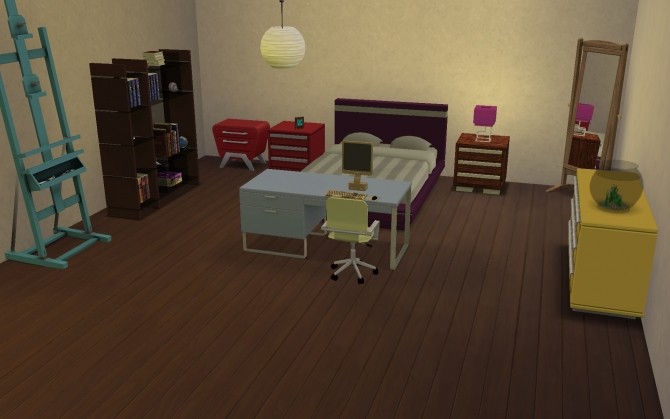 Sims 4 Modern Bed/Study Room by g1g2 at Mod The Sims