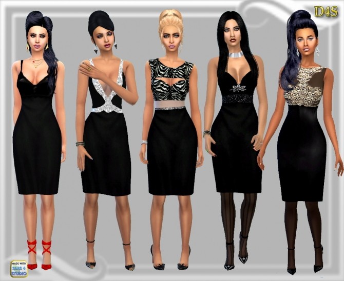Sims 4 5 Black gowns at Dreaming 4 Sims