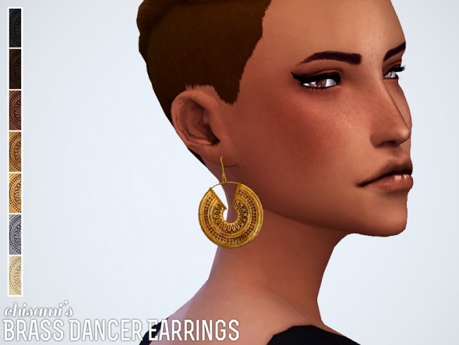 Sims 4 Boho Enamel and Brass Dancer Earrings + AM Heather Knitted Hoodie at Chisami