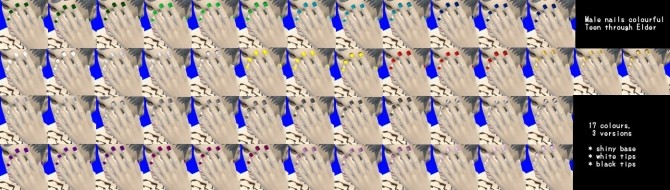 Sims 4 Short colourful nails for male by yukiyuzuki at Mod The Sims