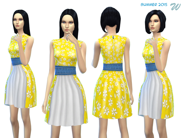 Sims 4 Chamomile dress by Weeky at TSR
