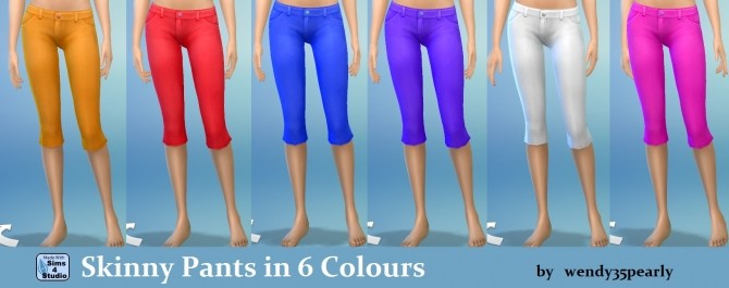 Sims 4 Skinny Pants Set in 6 Colours by wendy35pearly at Mod The Sims