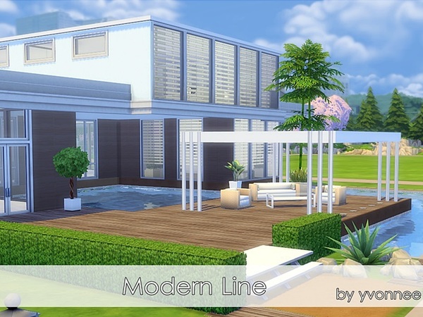 Sims 4 Modern Line house by yvonnee at TSR