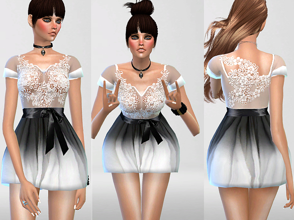 Sims 4 Ombre Lace Mini Dress by Pinkzombiecupcakes at TSR