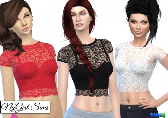 Sims 4 Sheer Lace Crop Top at NyGirl Sims