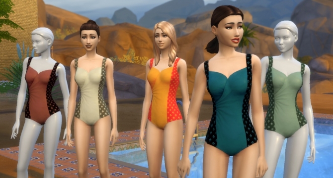 Female swimsuit (5 recolors) by Sauris at Mod The Sims » Sims 4 Updates