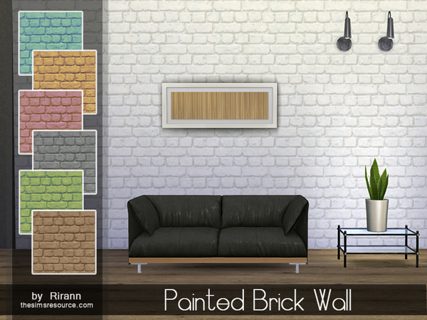 Sims 4 Painted Brick Wall by Rirann at TSR